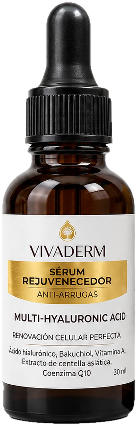 Frasco de vidrio ámbar de Vivaderm Sérum Rejuvenecedor, 30 ml, con gotero negro